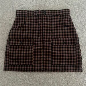 Urban Outfitters Black and Brown Checkered Plaid Pencil Mini Skirt